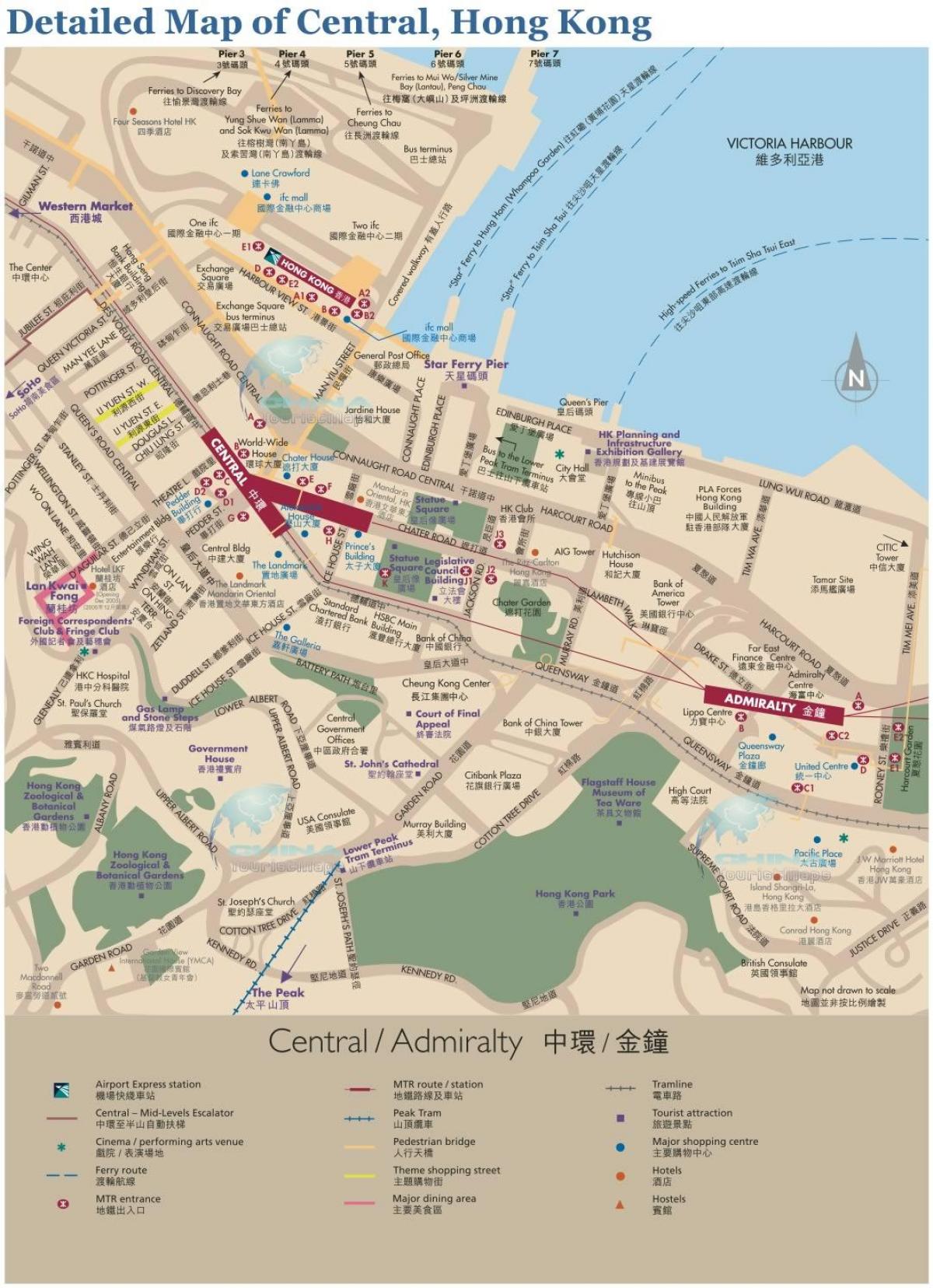 Hong Kong central kort