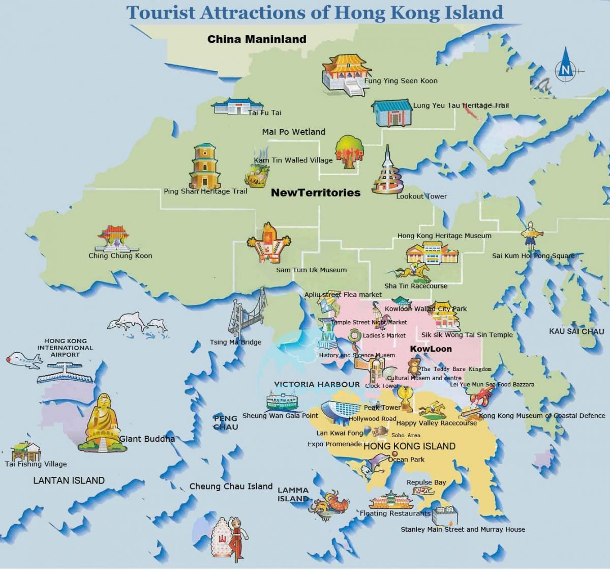 kort af Hong Kong eyjunni