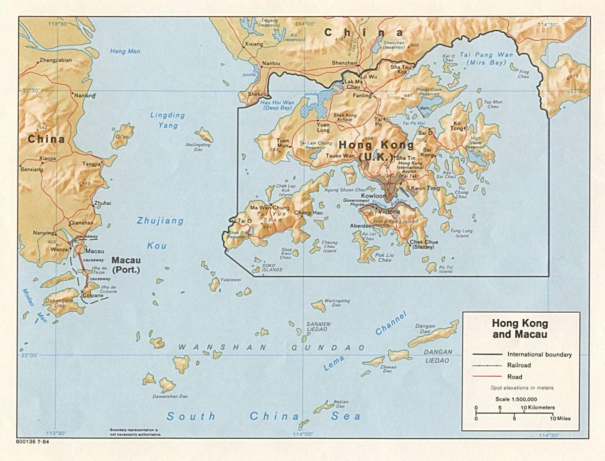 kort af Hong Kong og Macau