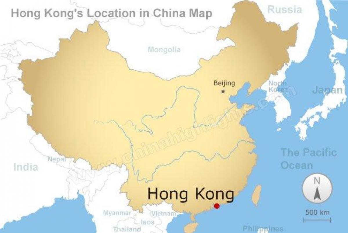 kort af Kína og Hong Kong