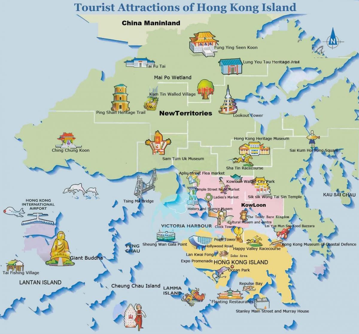 Hong Kong kort fyrir ferðamenn