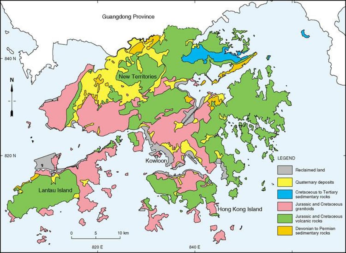 jarðfræði kort af Hong Kong