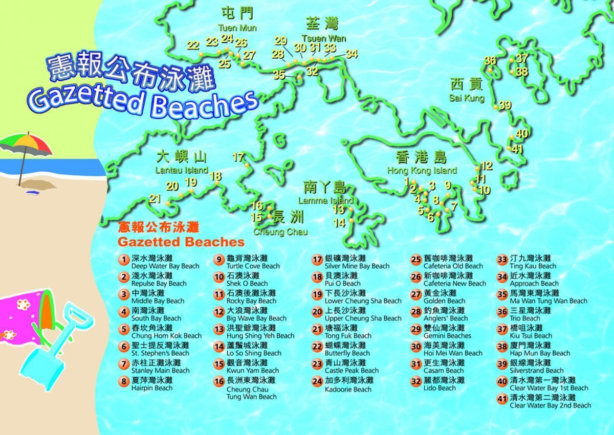 kort af Hong Kong ströndum