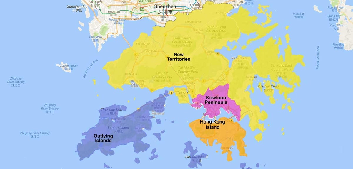 kort af Hong Kong svæði