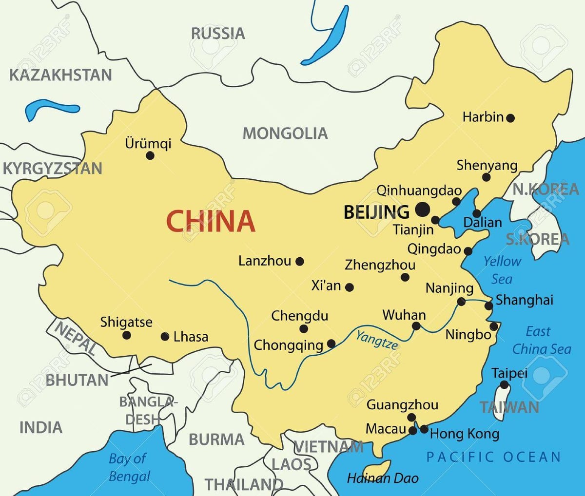 kort af Taívan og Hong Kong