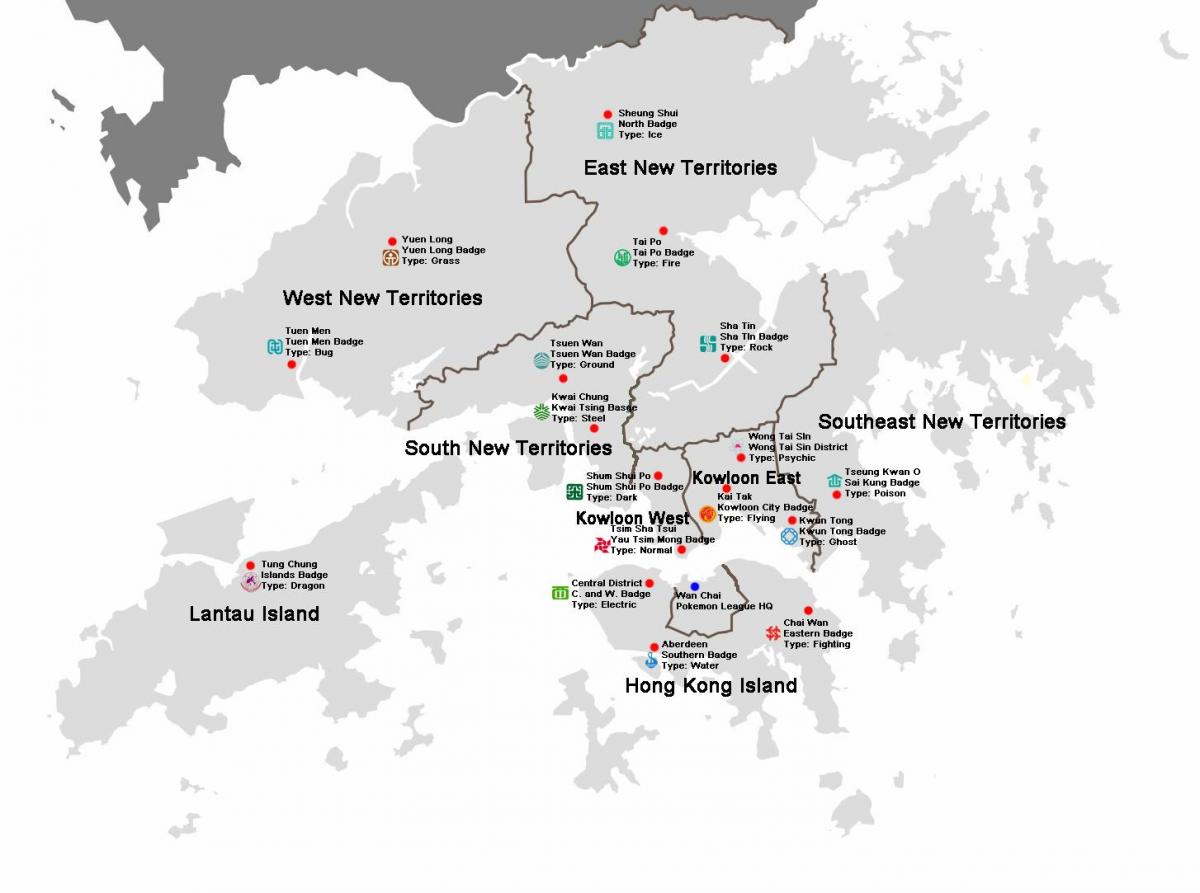kort af Hong Kong hverfum