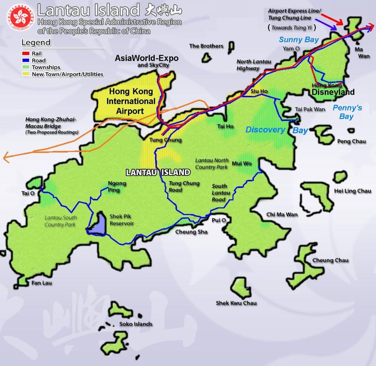 Hong Kong eyjunni ferðamaður kort