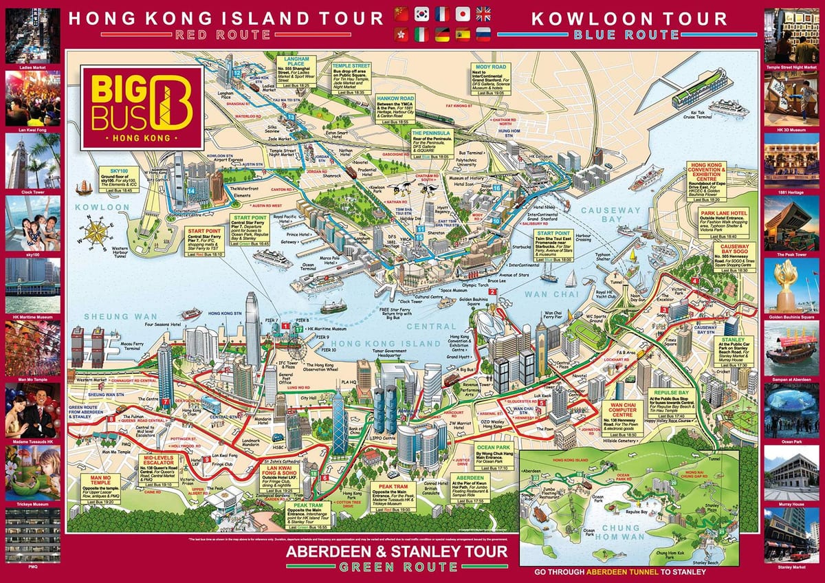 Hong Kong stór strætó ferð kort