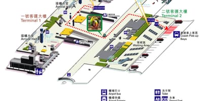 Hong Kong flugvöllur kort terminal 1 2