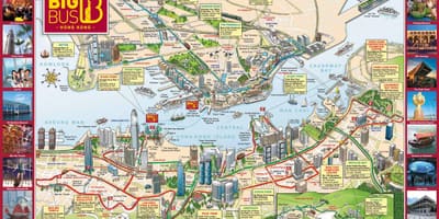Hoppaðu á hop af strætó Hong Kong kort