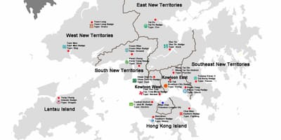Kort af Hong Kong hverfum