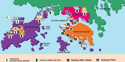 Kort af nýja svæðum Hong Kong